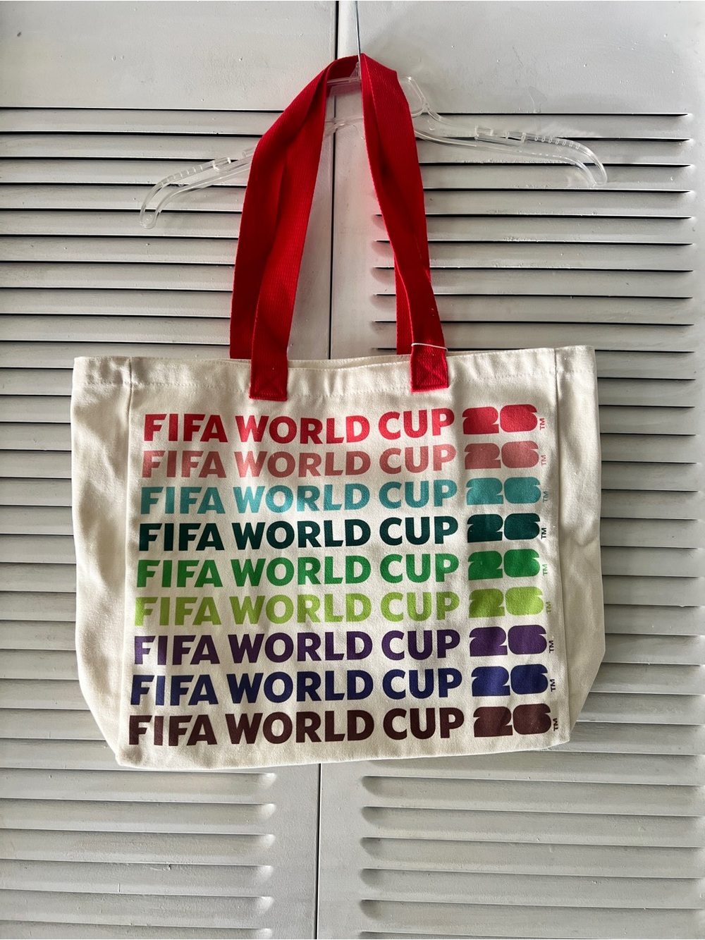 FIFA World Cup Multicolor Canvas Tote with Red Handles